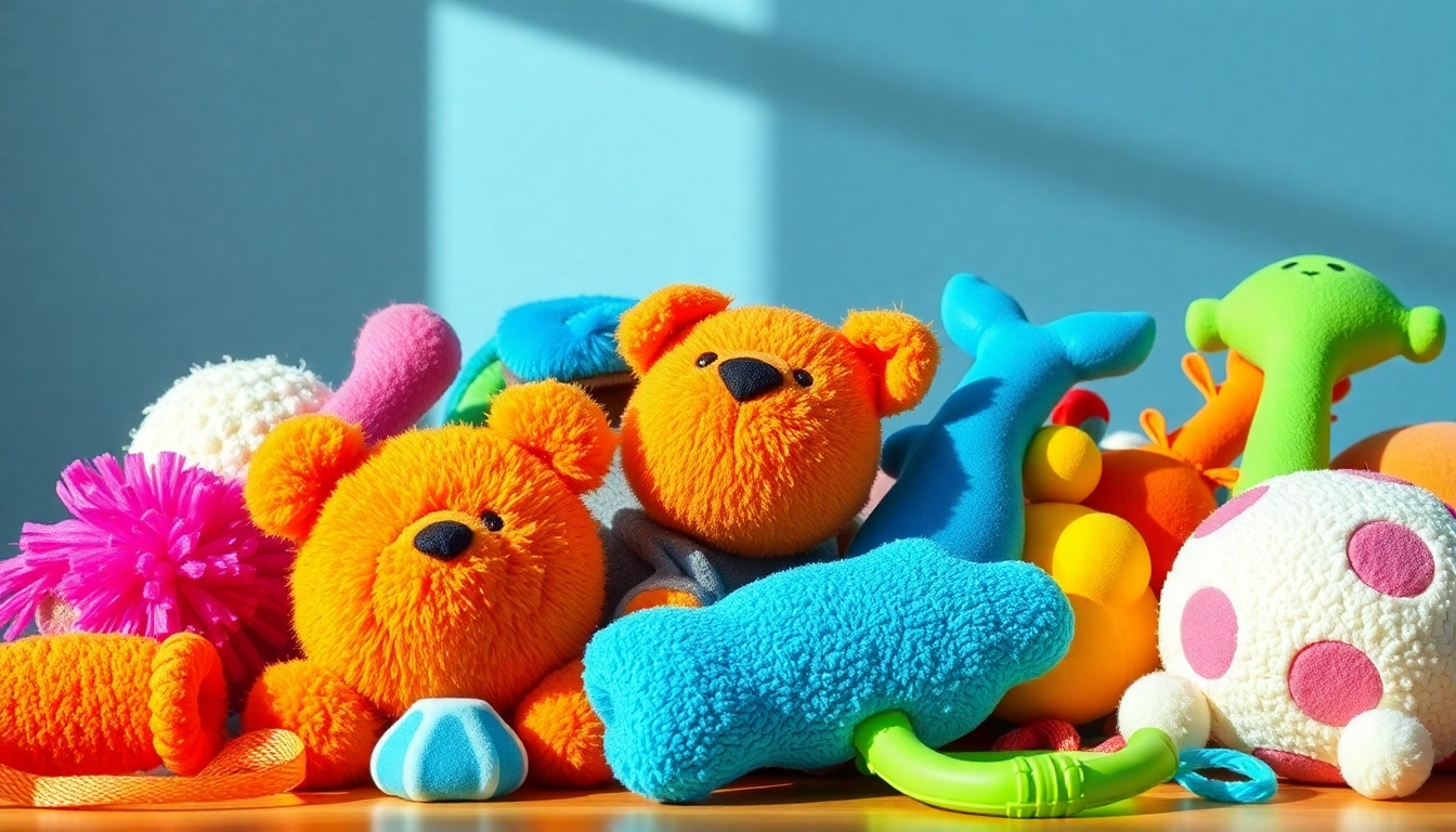 Playful variety of pet toys showcasing different textures and colors for pets