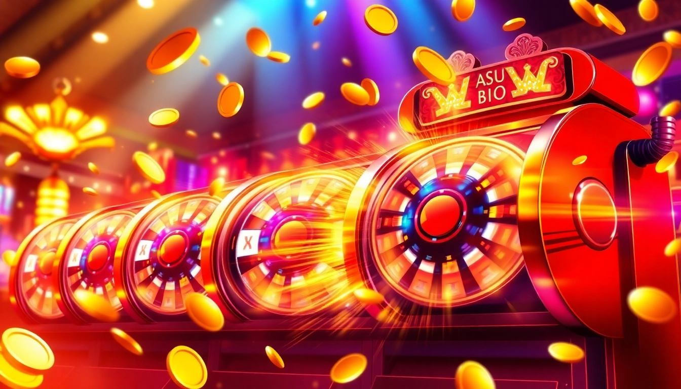 Experience exciting free spins with captivating golden slot machines and vibrant casino themes.