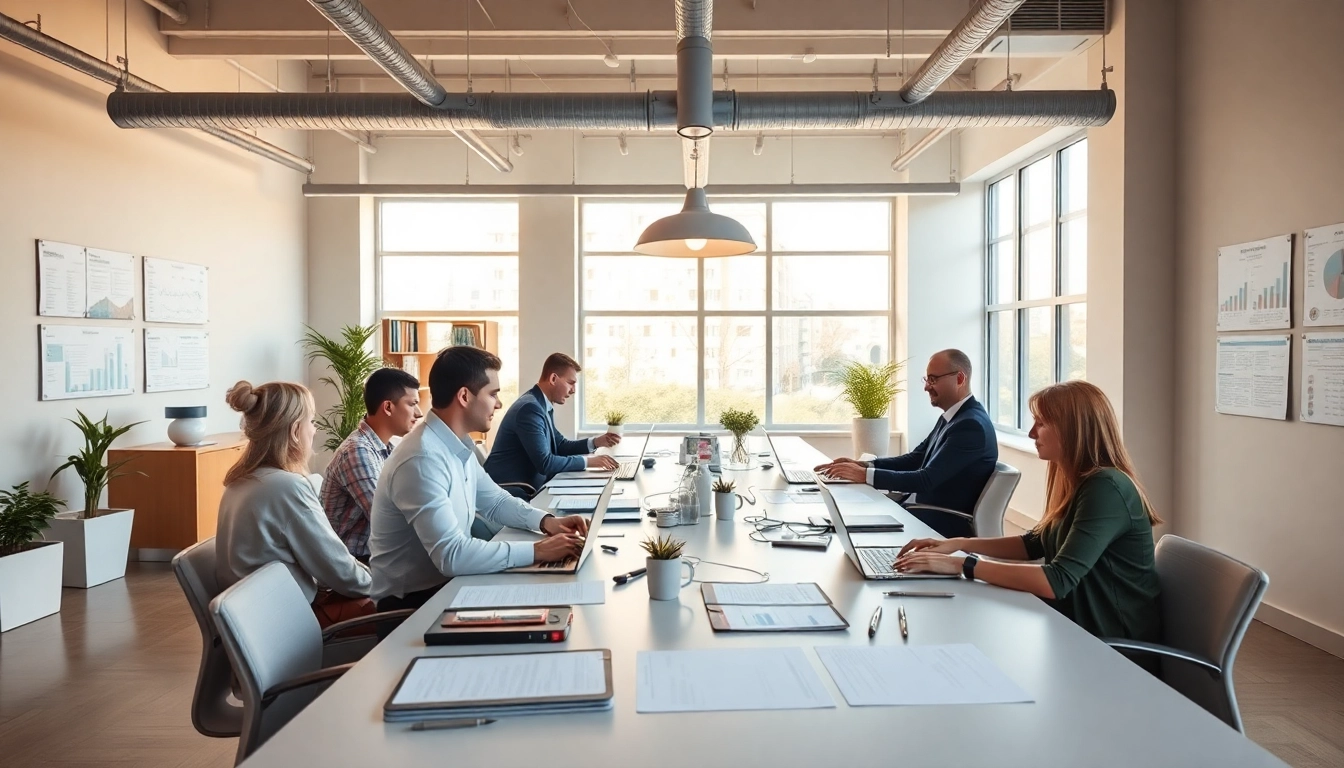 pflegemarketing agentur: A dynamic team in a contemporary office brainstorming marketing strategies.