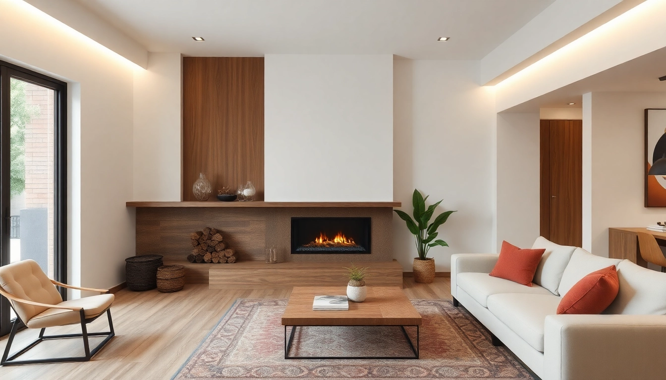 Automatic bioethanol fireplace creates a cozy ambiance in a modern living room, enhancing warmth and style effortlessly.