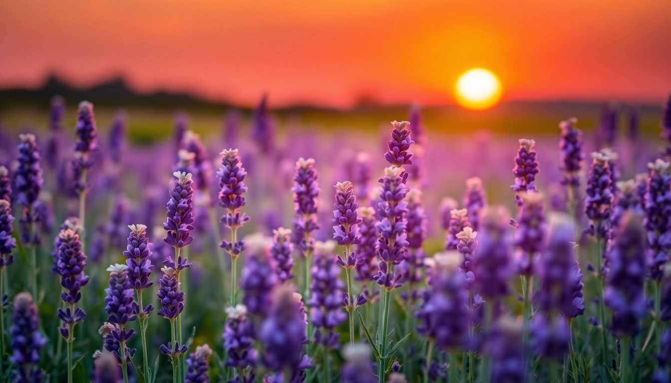 Essential oil bottles nestled among blooming lavender flowers, showcasing natural beauty.