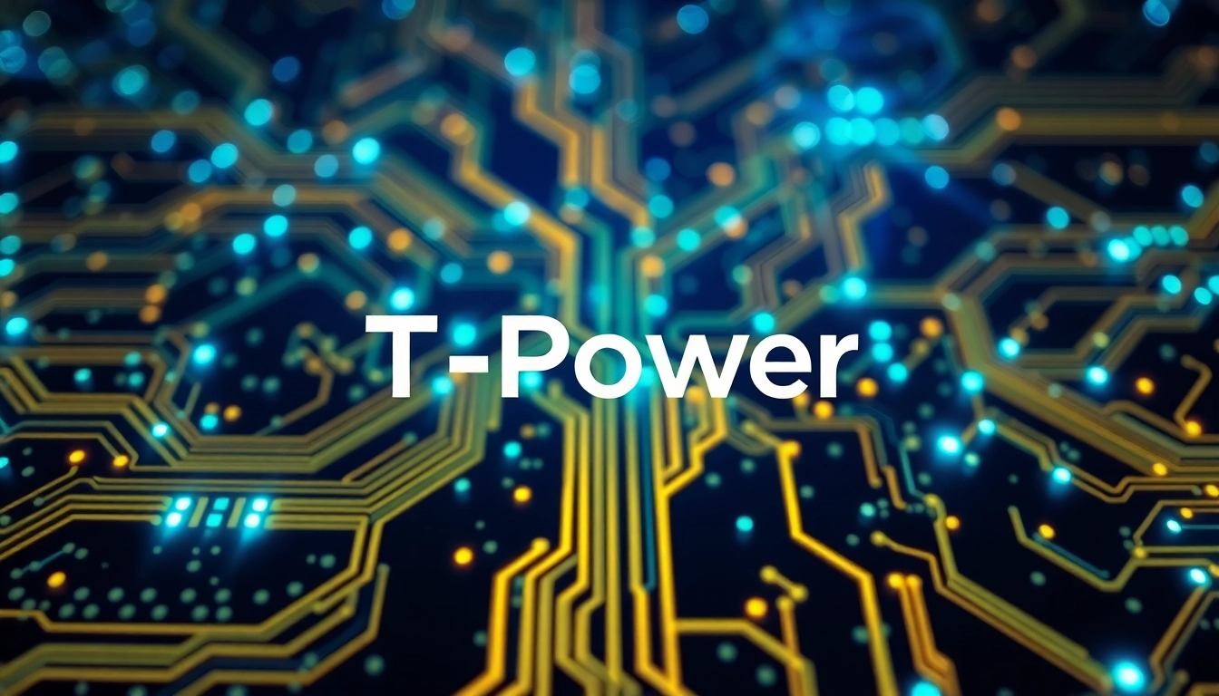 Showcase TPower brand logo in a modern tech setting with glowing circuitry background.