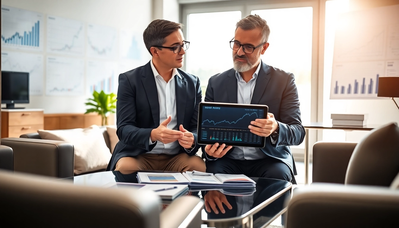 Analyzing Le fonds d'investissement alternatif réservé with a financial advisor in a professional setting.