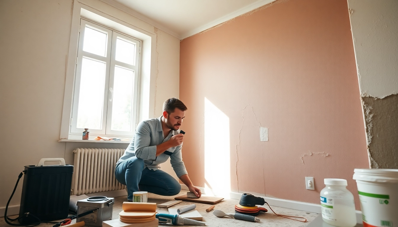 Expert drywall repair madison wi showcasing skilled contractor at work on wall renovations