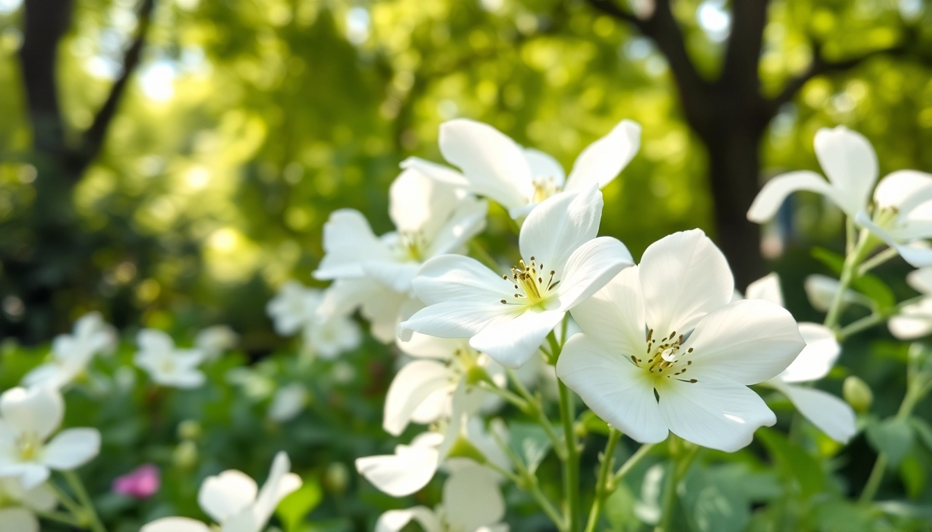 White musk flowers blooming beautifully in a serene garden, enhancing the fragrance landscape.