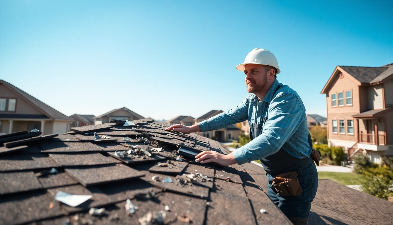Assessing insurance roofing claims help by inspecting a damaged roof with missing shingles.
