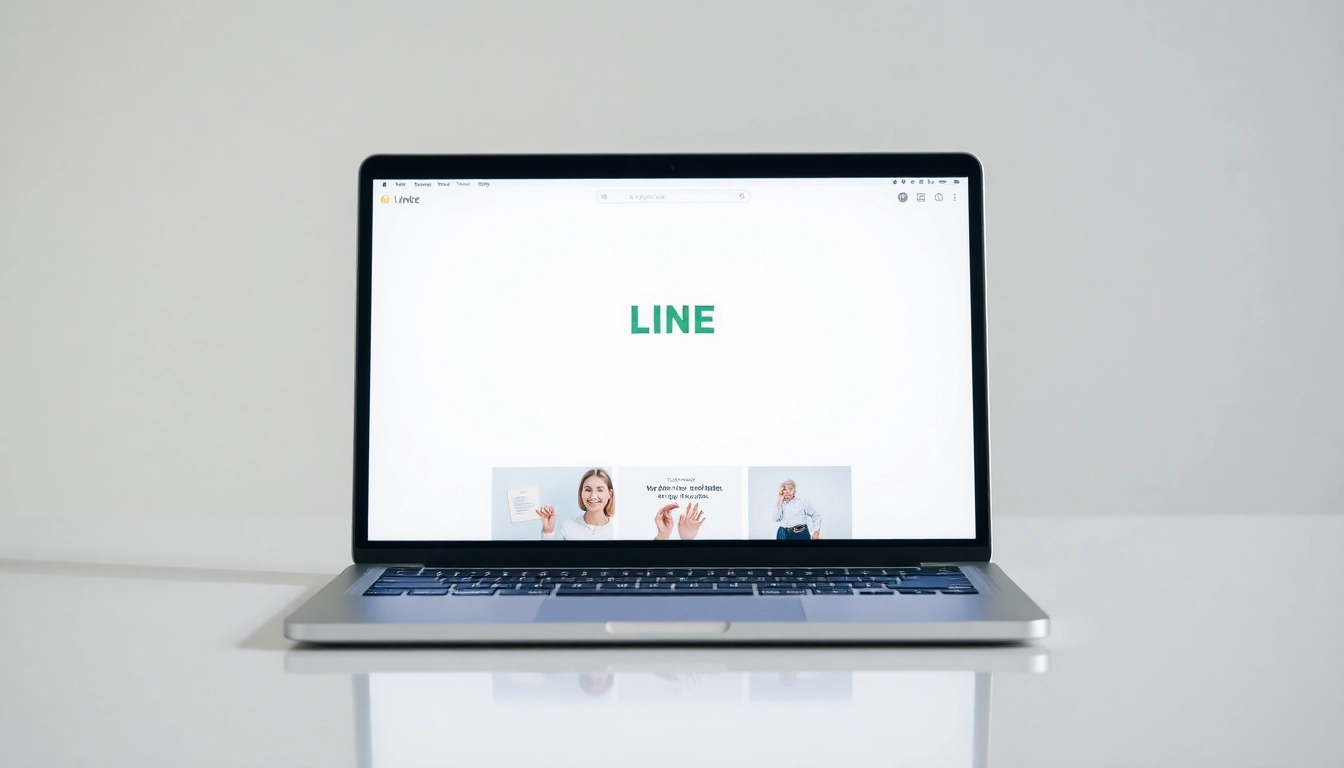 Download line電腦版下載 on a sleek laptop showcasing the app's vibrant interface.