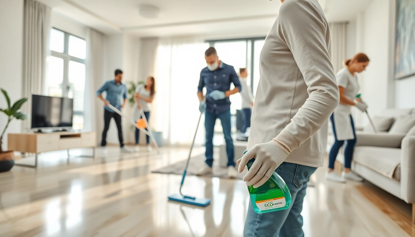 Efficient bond cleaning Logan service team working in a spotless apartment environment.