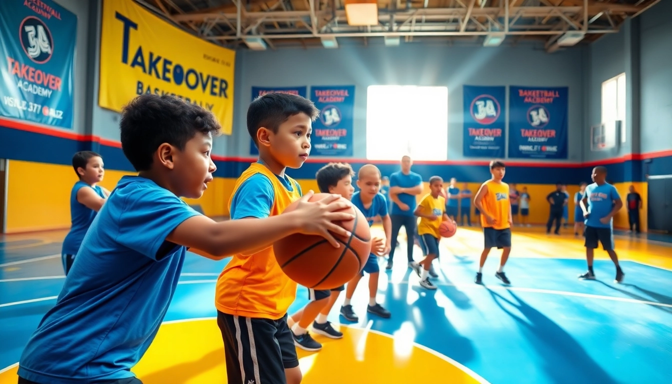 Young athletes training hard at Takeover Basketball Academy, showcasing skill and determination.