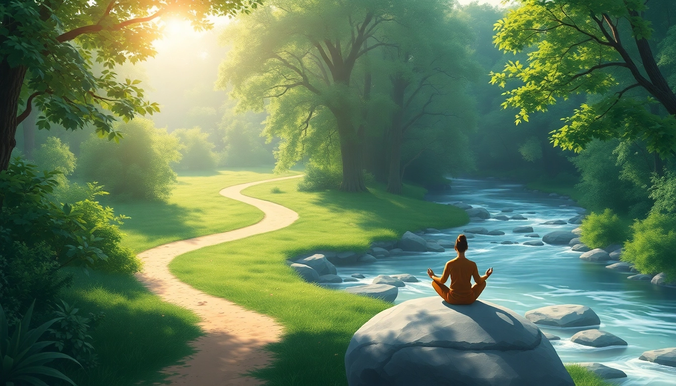 Practicing mindfulness and healing trauma in a serene forest setting