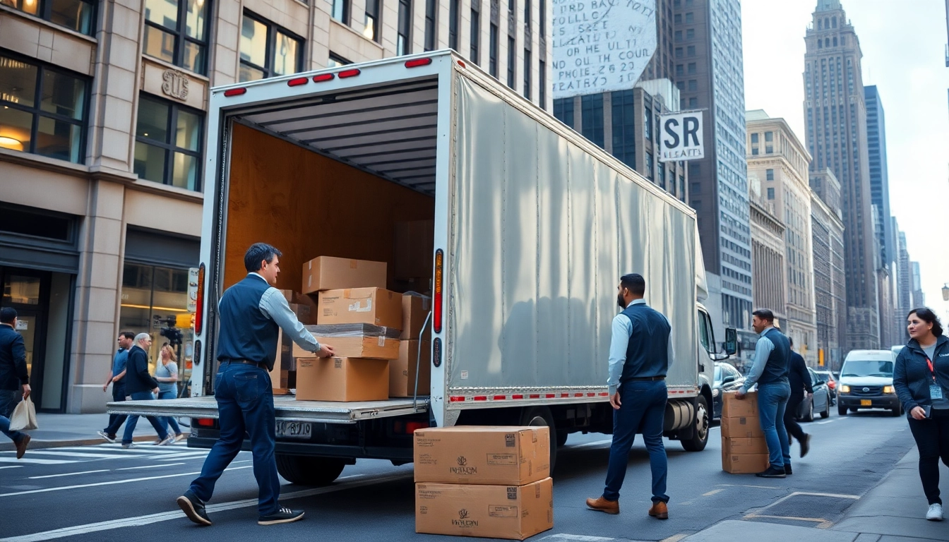 Best movers nyc handling professional moving services in a busy New York City street.