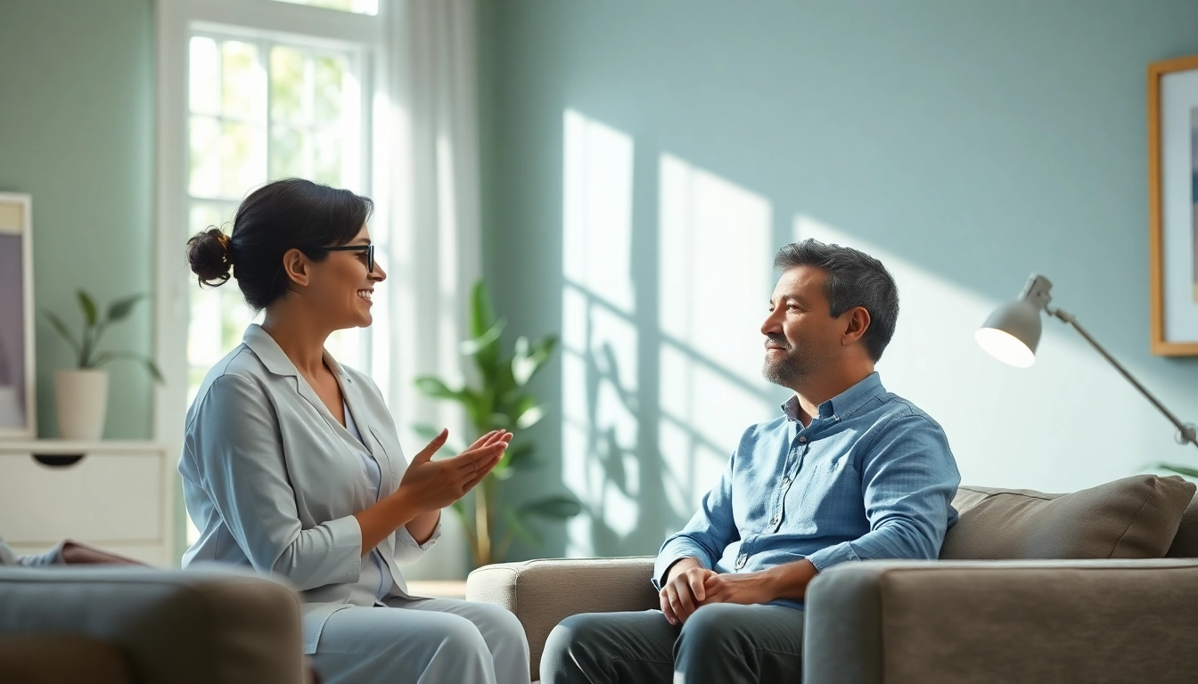 Guiding a client through healing trauma in a serene therapy setting with natural light.