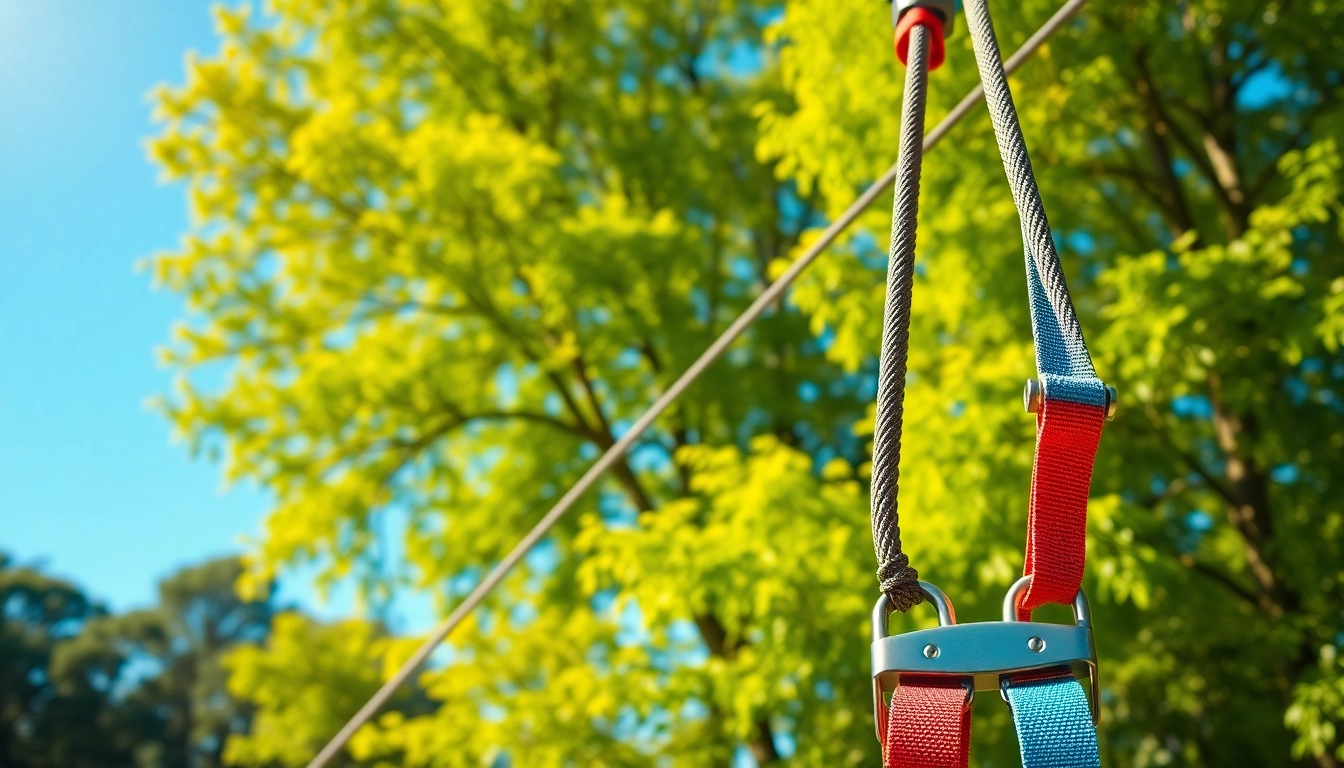 Experience the excitement of a ZIP WIRE KIT installed in a vibrant outdoor adventure park.