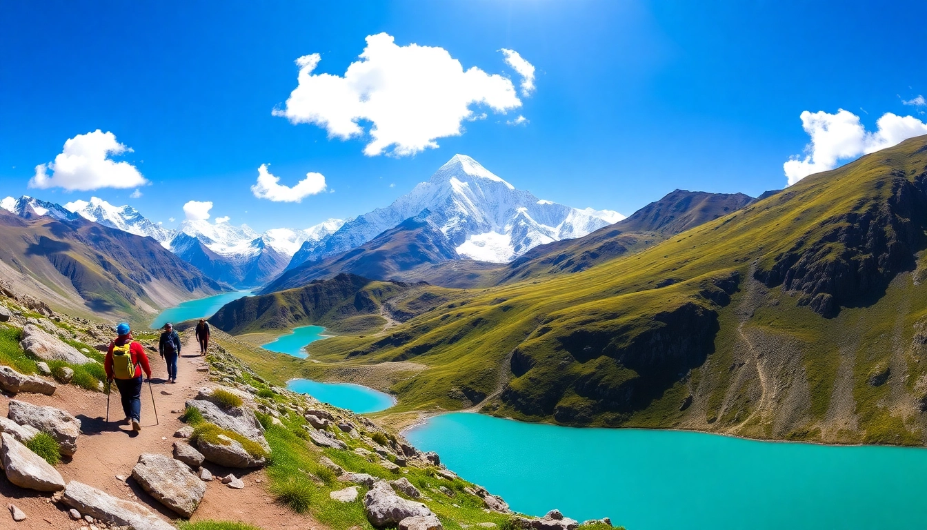 Experience the scenic Everest Base Camp via Gokyo Lakes Trek with stunning mountain views and turquoise lakes.