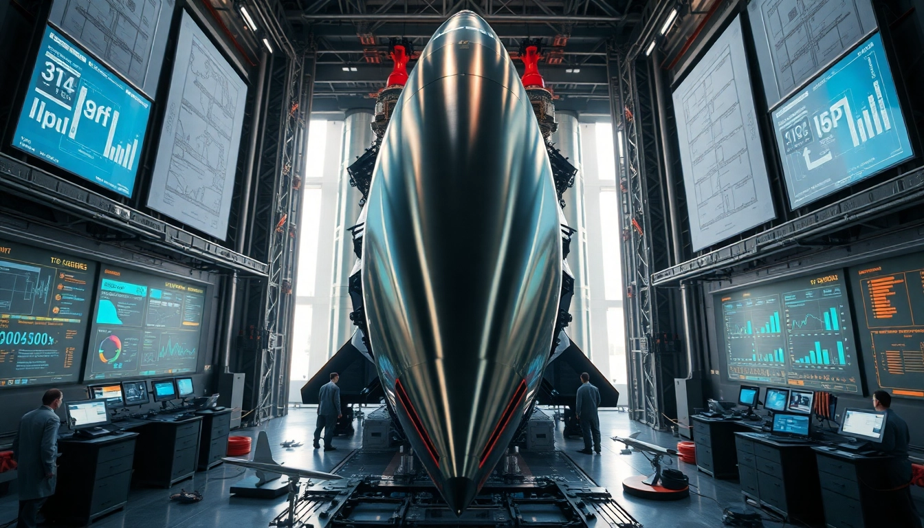 Engineers evaluate the rocket launch at the revenue rocket lab site, symbolizing innovation.