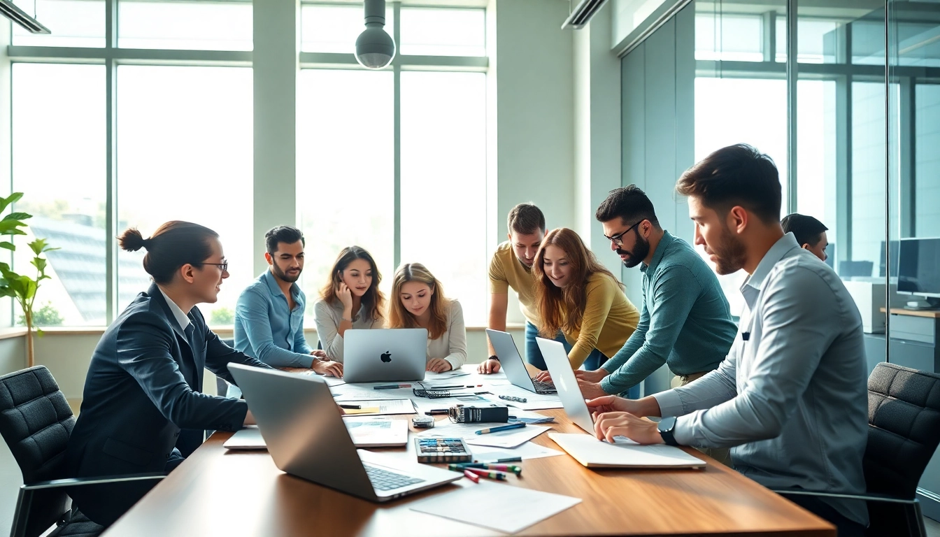 Creative team collaborating at a web design agency Malaysia, showcasing professionalism and innovation.