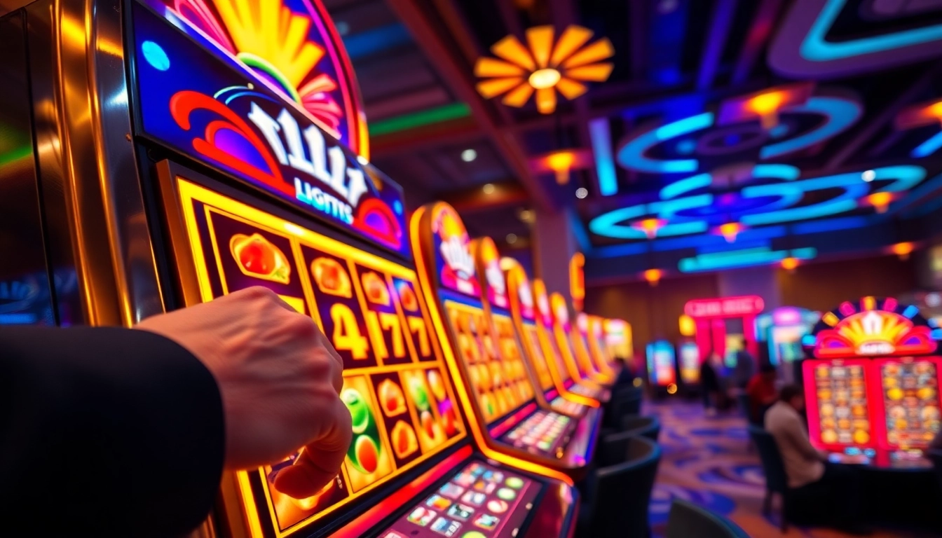 Main player engaging with luxury111 slot in a vibrant casino.