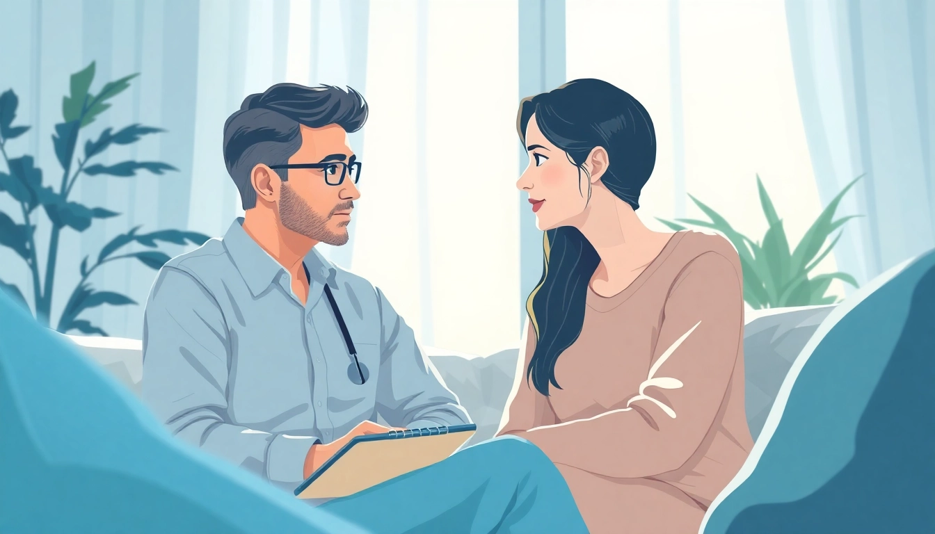Engaging conversation about dealing with anxiety in a calming therapy setting.
