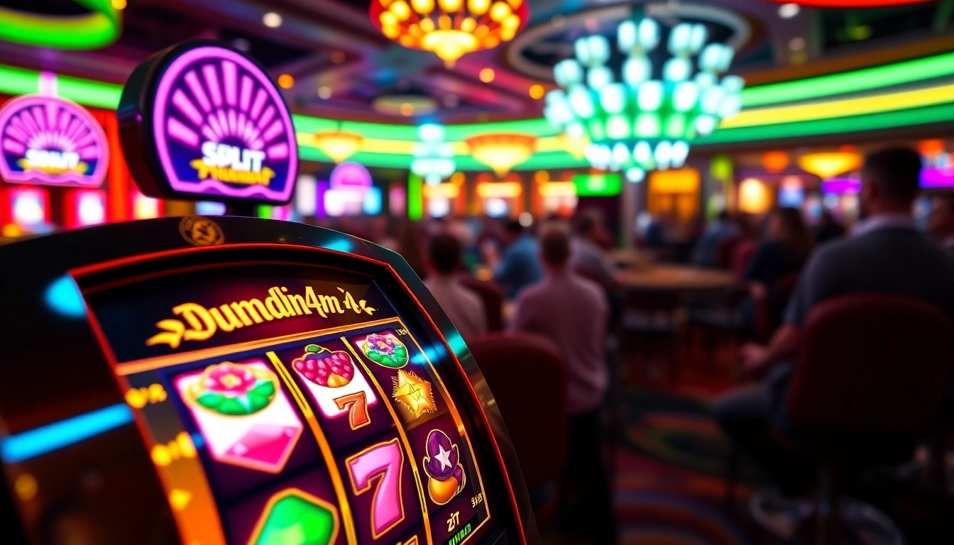 Masuk ke Dumdum4D Login slot dengan grafis cerah dan lingkungan kasino yang meriah.