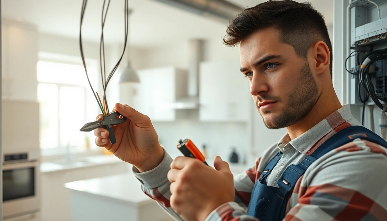 Electrician providing Electrical Service with precision in a modern home setting.