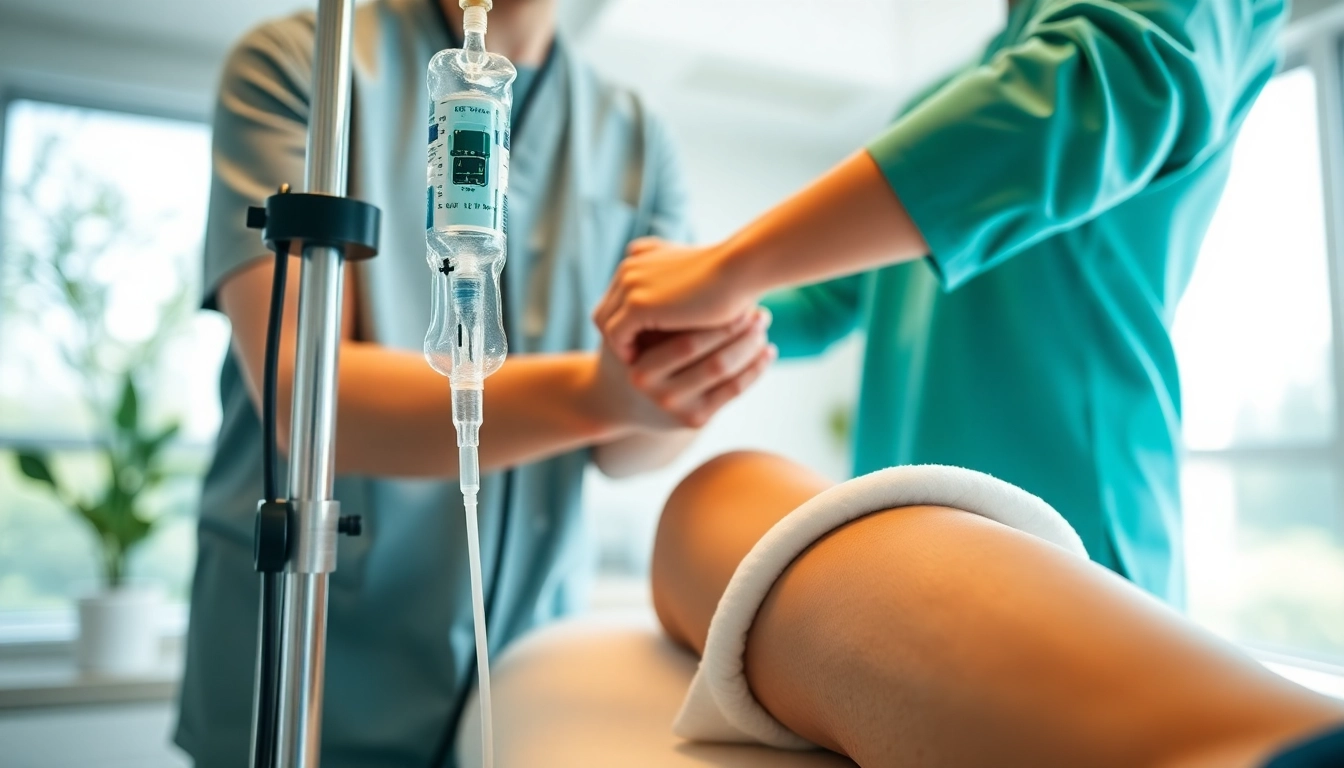 Patient receiving IV Therapy in a calming wellness clinic for rejuvenation and hydration.