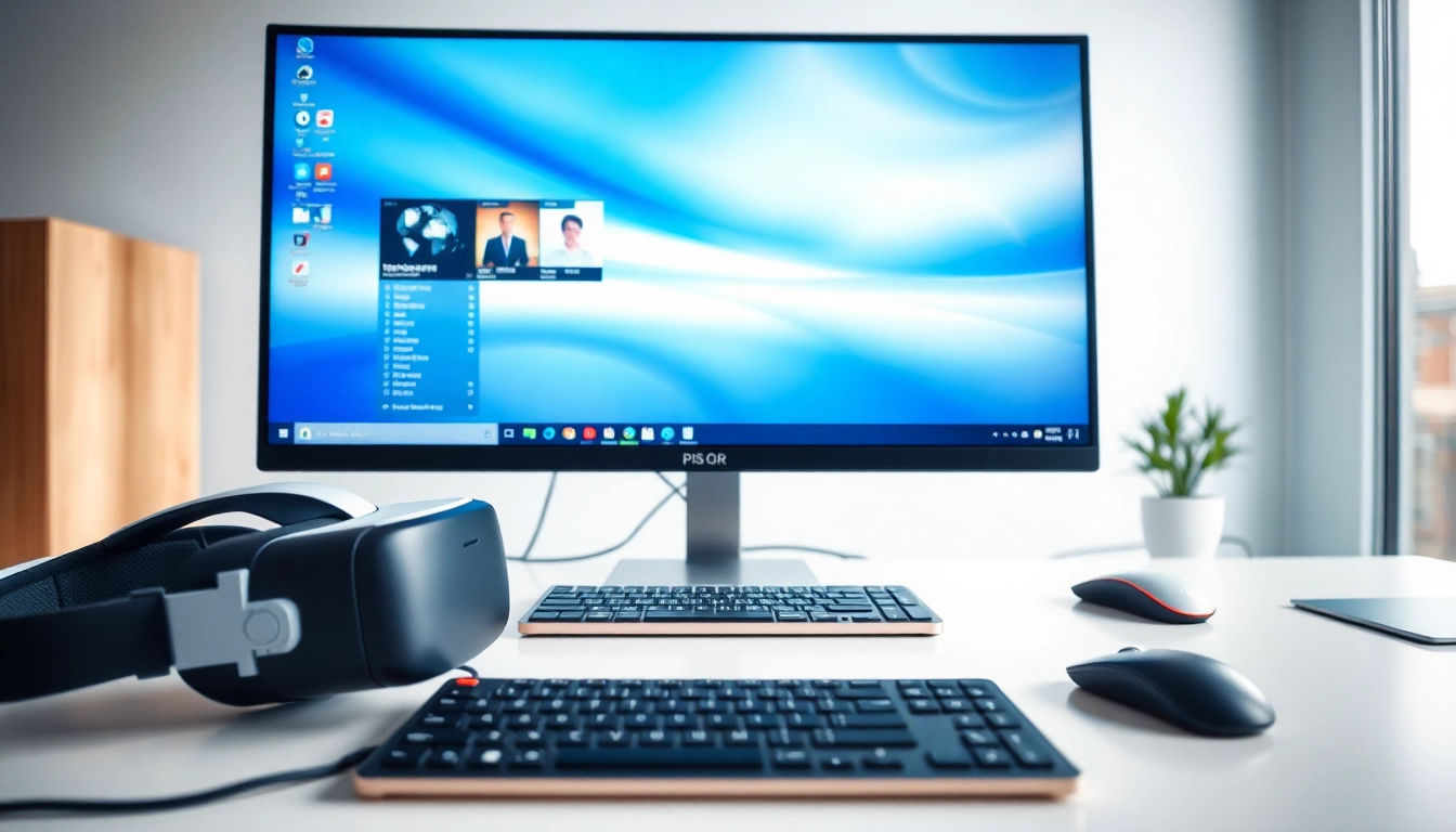 Experience the immersive features of virtual desktop in a modern workspace with advanced tech.
