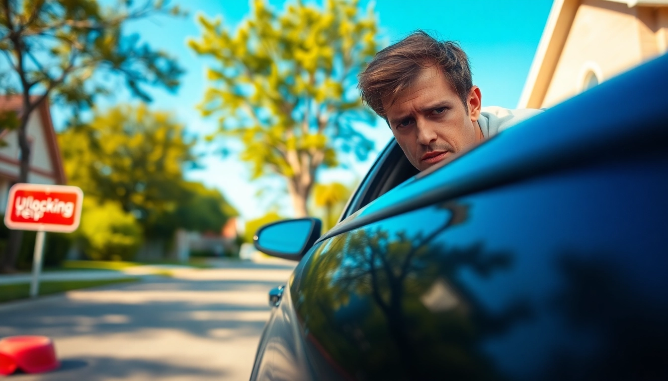 Person frustrated after realizing Keys Locked in Car, searching for help near a vehicle.