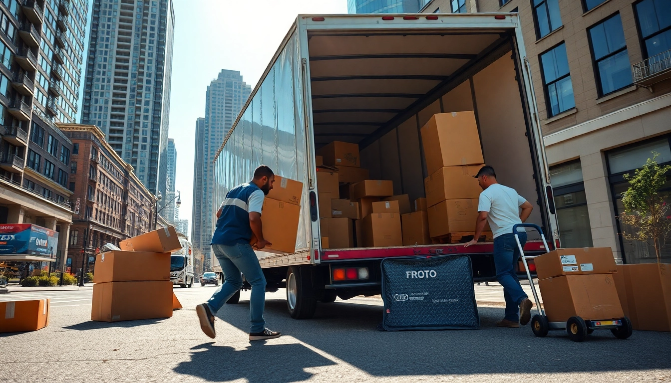 Best moving company in Toronto professionals loading a moving truck efficiently and energetically.