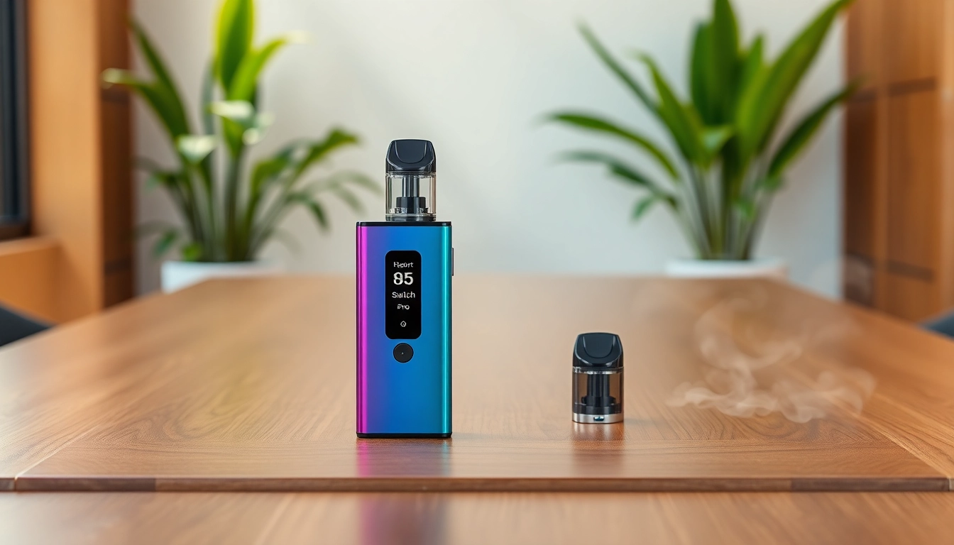 Enhance your vaping experience with the Foger Switch Pro Kit, showcasing its sleek design and colorful features.