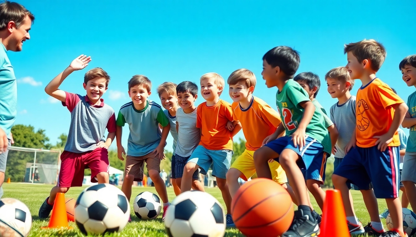 Active boys enjoying Multi Sports Camps for Boys, participating in team sports and games.