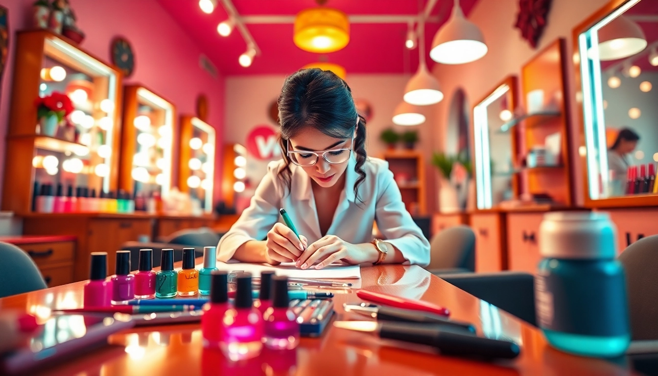 Nail Technician Course featuring a professional performing a stylish manicure with vibrant nail art.