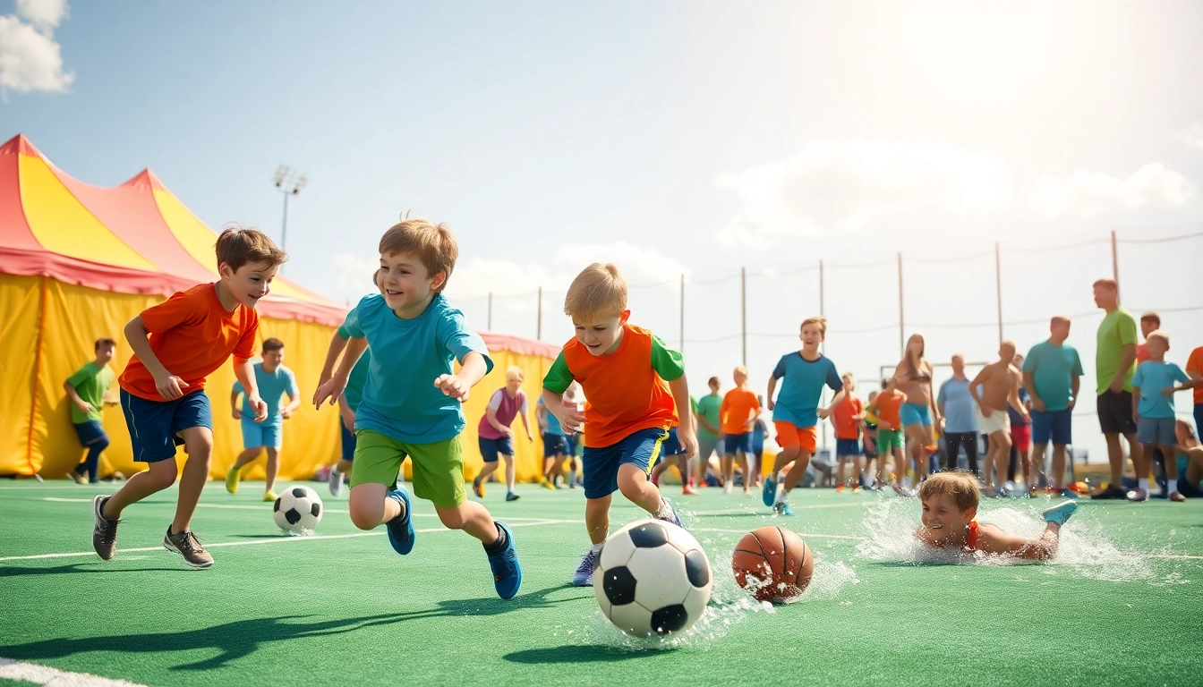 Engaging scene of boys participating in Multi Sports Camps for Boys, enjoying soccer and basketball.