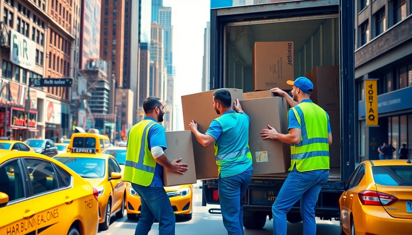 Engaged movers packing belongings in NYC, reflecting Cheap movers nyc services.